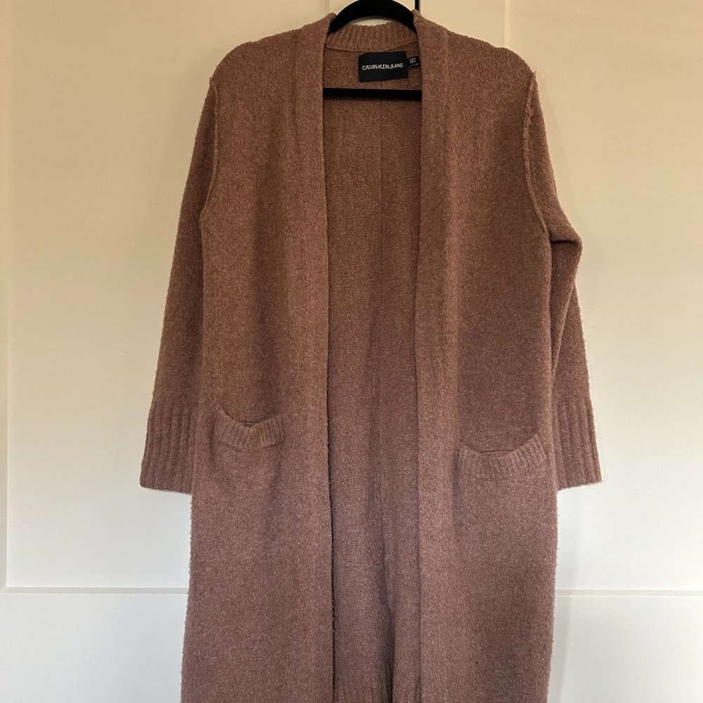 Calvin Klein Jeans long rose-colored open front cardigan Small/Medium fit